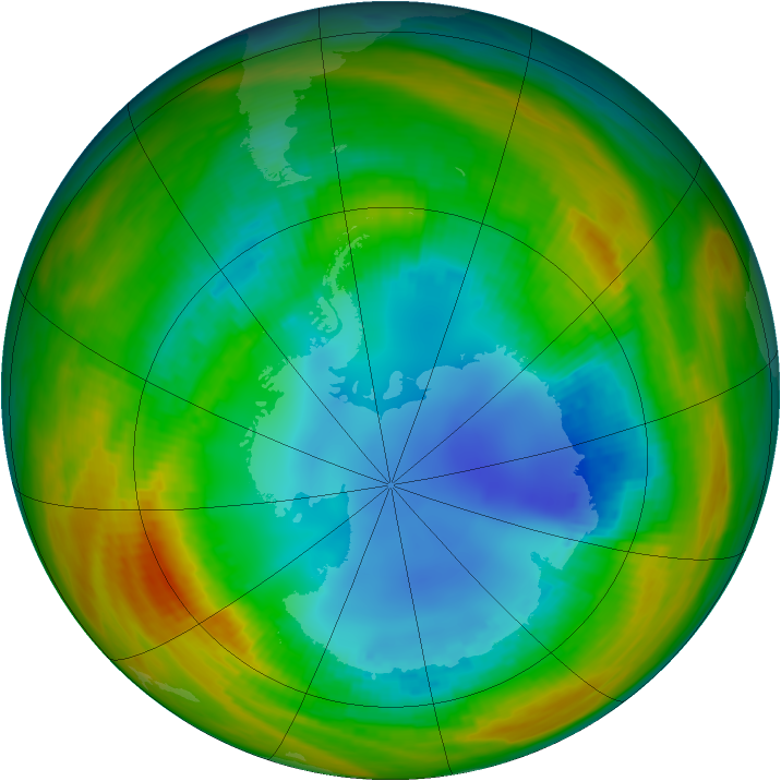 Antarctic ozone map for 13 August 1986